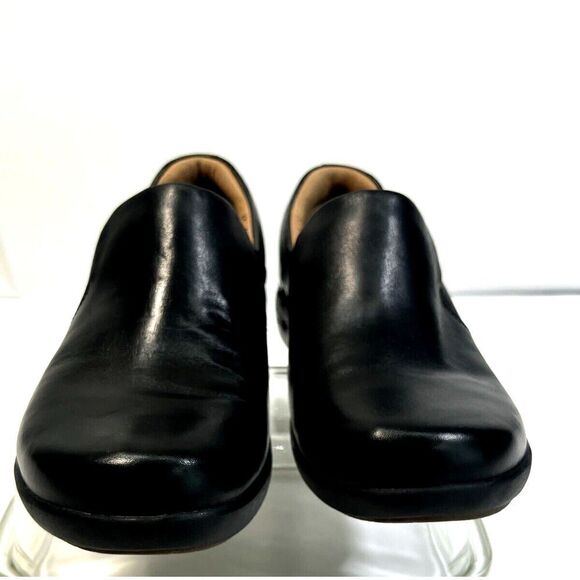 Clarks Unstructured Black Leather Shoes with Merrell Insoles Slip On Comfort 9M - Picture 4 of 15